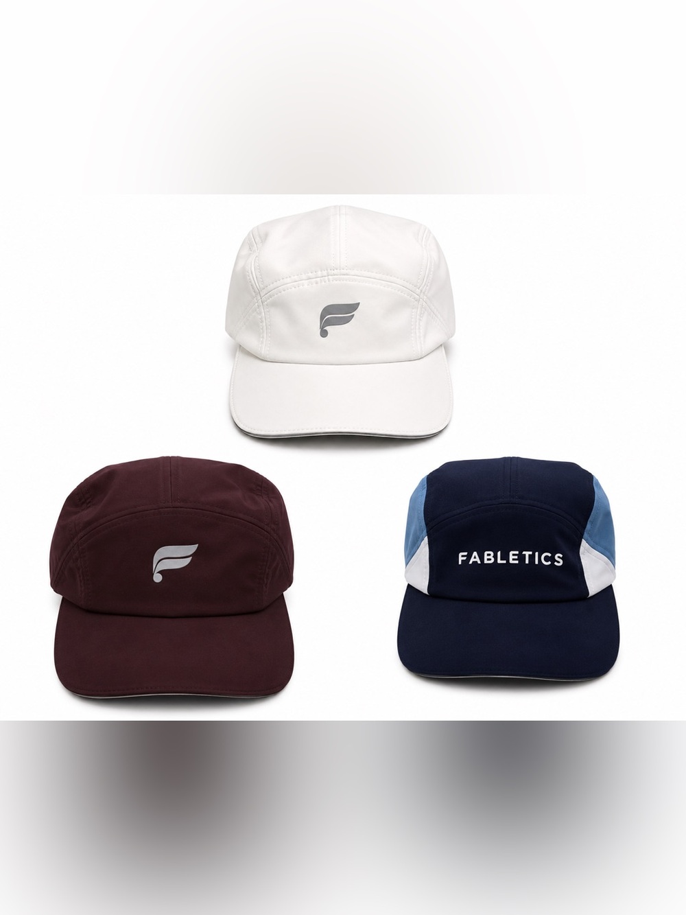 Bundle: Fabletics Performance Hat Burgundy White & Navy Blue Adjustable OS